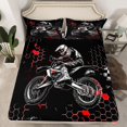 thumbnail image 2 of Homewish Dirt Bike 4 Pieces Queen Sheet Sets For Teens Boys Girls,Geometric Honeycomb Plaid Ultra Soft Flat Sheet,Extreme Sport Queen Fitted Sheet,Lightweight Room Decor, 2 of 7