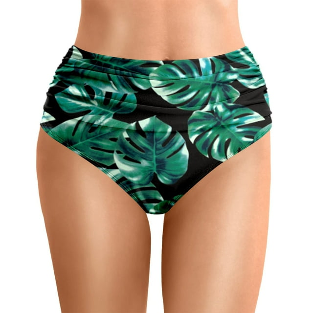 High Waist Women's Ruched Bikini Swimsuit Bottoms Belly Control Comfortable Stylish Swimwear For Beach Pool