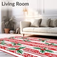 thumbnail image 2 of ODIKA 2'x3' Machine Washable Non-Slip Area Rug, Whimsical Cane Stripe With Playful Holly And Berry Sprigs High Traffic Rug, Red, 625731, 2 of 5