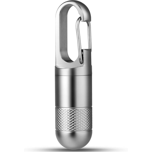 Keychain Pill Holder Small Titanium Pill Case Travel Pill Box Container Variable Lengths Portable Pill Organizer Metal Pill Case Bottle( Titanium XL-.)