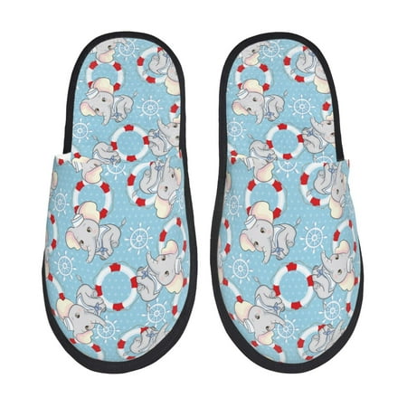 

Noikeo Baby Elephant Pattern Cozy Slippers Indoor for Women and Mens Fuzzy House Shoes Soft Plush Warm Slip-on Slippers-