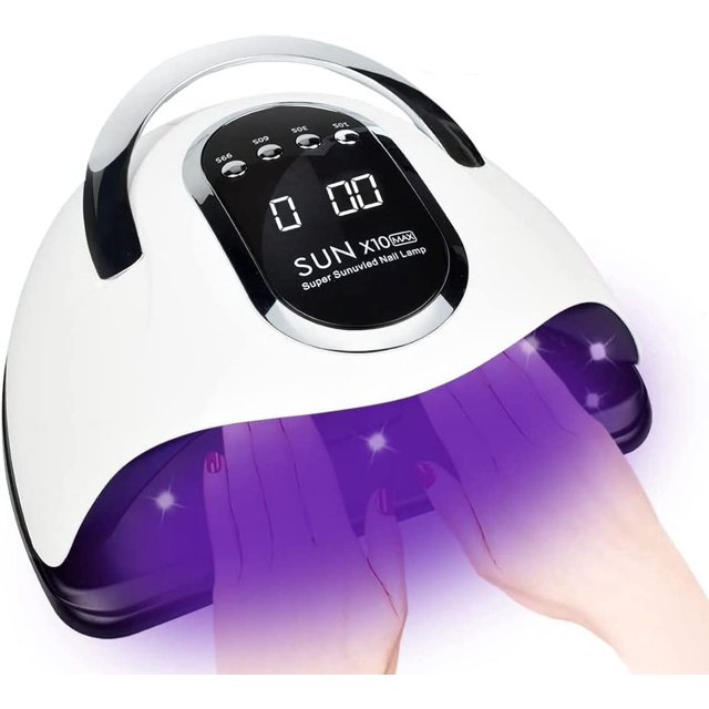 Lámpara de uñas UV LED de 280 W, secado rápido para casa y salón, secador de uñas LED de 66 perlas para esmalte de gel con sensor automático, temporizador de 4 ajustes y mango.