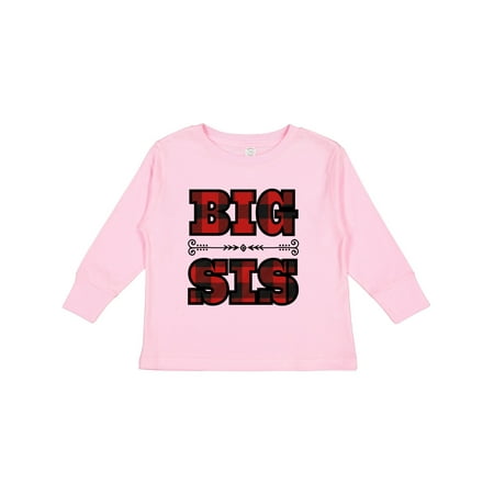 

Inktastic Big Sis Buffalo Plaid Sister Gift Toddler Toddler Girl Long Sleeve T-Shirt