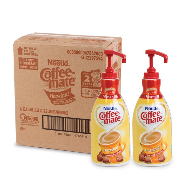 NESTLE COFFEEMATE Coffee Creamer, Hazelnut, 1.5L liquid pump bottle