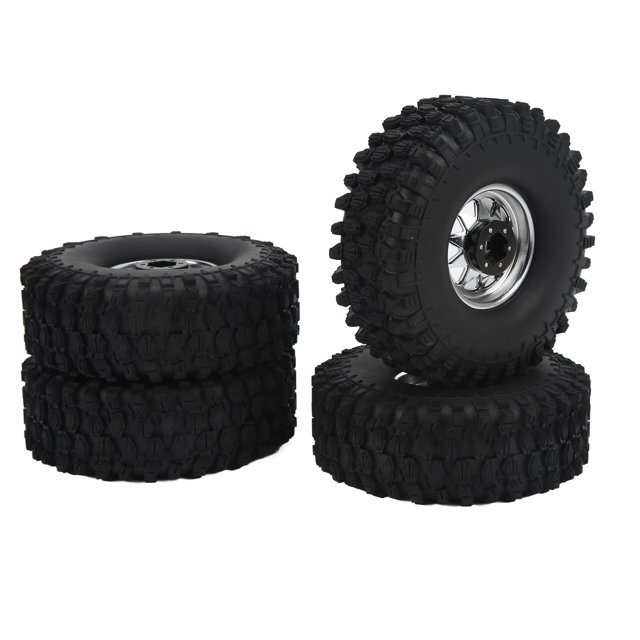 Uds. Ruedas de coche RC a escala 1/10, neumáticos de cubo de rueda de hierro, neumáticos de goma de 1,9 pulgadas para accesorios de actualización de coche de Control remoto 1/10
