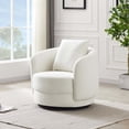 thumbnail image 7 of Perto Mid Century Modern Ivory Fabric Accent Armchair, 7 of 7