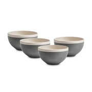 Stone Lain Serenity 16-Piece Stoneware Round Dinnerware, Service for 4, 2-Tone, Dark Gray-Cream