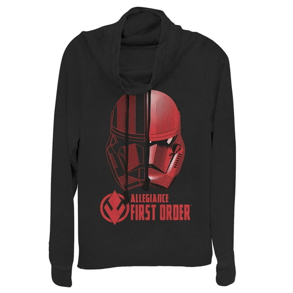 Junior's Star Wars: The Rise of Skywalker Sith Trooper Dual Helmet  Cowl Neck Sweatshirt Black 4X Large