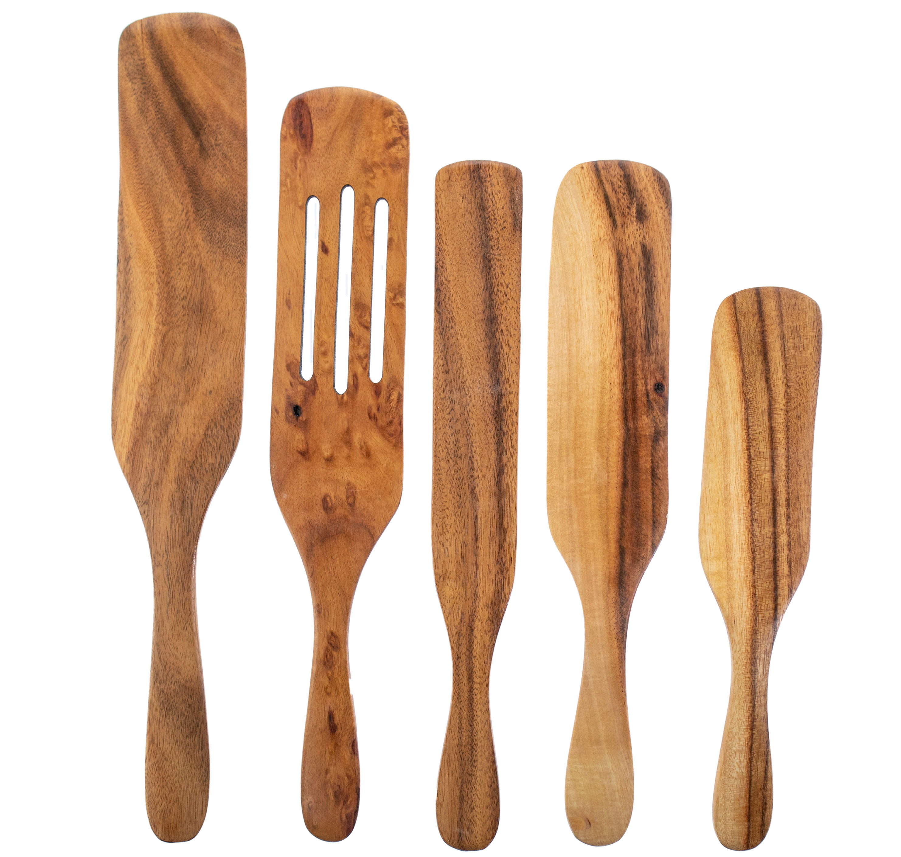 Wooden Spurtle Set of 6, Sturdy, Smooth and Comfy Acacia Wood Utensils Set,  Wooden Spatula Set, Spurtles Kitchen Tools Wooden Spatula for Cooking