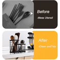 thumbnail image 3 of Utensil Holder, Stainless Steel Cutlery Drainer Sink Caddy, Rust Proof Sink Tidy Kitchen Sink Organiser, Cutlery Organiser for Kitchen Utensil (Black), 3 of 6
