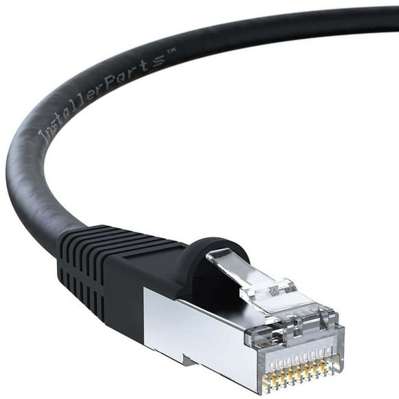 InstallerParts (10 Pack) Ethernet Cable CAT6 Cable Shielded (SSTP/SFTP) Booted 1 FT - Black - Professional Series - 10Gigabit/Sec Network/High Speed Internet Cable, 550MHZ