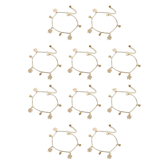 Tobilleras Jumpingount trébol Oro plata pie cadena brazalete con campanas para niñas mujeres
