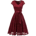 thumbnail image 3 of Dressystar Women Floral Lace Short Bridesmaid Dress Female Cap Sleeve Cocktail Party Dress, 3 of 8