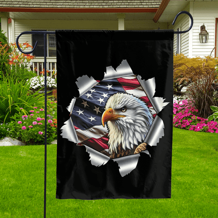 Lotusprinthandmade Patriotic US Eagle 100% Polyester Garden Flag 12x18 inches