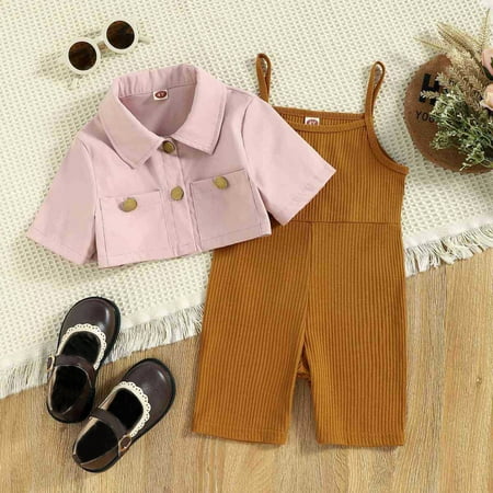 

Solid Color Toddler Girls Outfits Outerwear Pink Coats Corduroy Jackets Jumpsuit Spring Summer Cute Casual Cartoon Fashion Outwear Streetwear Vocation Sets