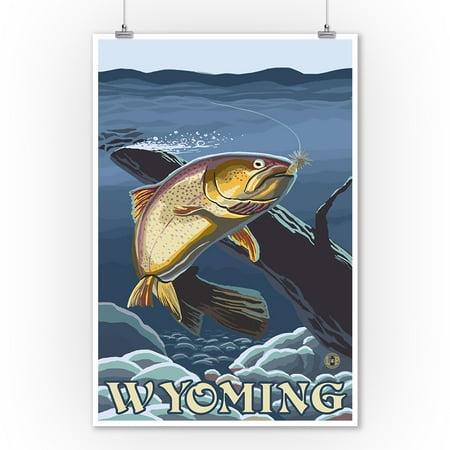 Trout Fishing Cross-Section - Wyoming - LP Original Poster (9x12 Art Print, Wall Decor Travel (Best Trout Fishing In Wyoming)
