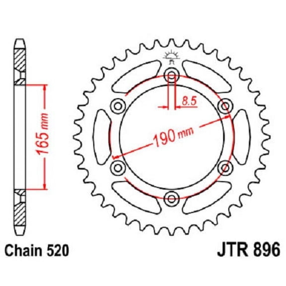 JT Sprockets JTR896.52 Steel Rear Sprocket - 52T (Natural)
