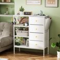 thumbnail image 2 of MIDOQIN Nightstand with Charging Station and LED Lights, Bedside Table with 3-Tier Shelf Modern 4 Drawers Dressers End Table with Wooden Top, 2 of 7
