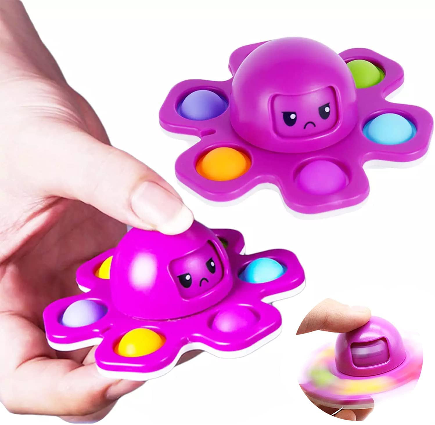 5 Pack of Fidget Toys, Octopus Push Bubble Fidget Spinner, Face-Changing  Octopus with Soft Bubbles, Squeeze Sensory Toy to Relieve Emotional Stress  