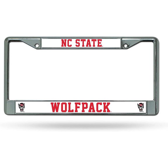 North-Carolina-NC-St-Wolfpack - Chrome Metal License Plate Frame - 12" x 6" Standard Size