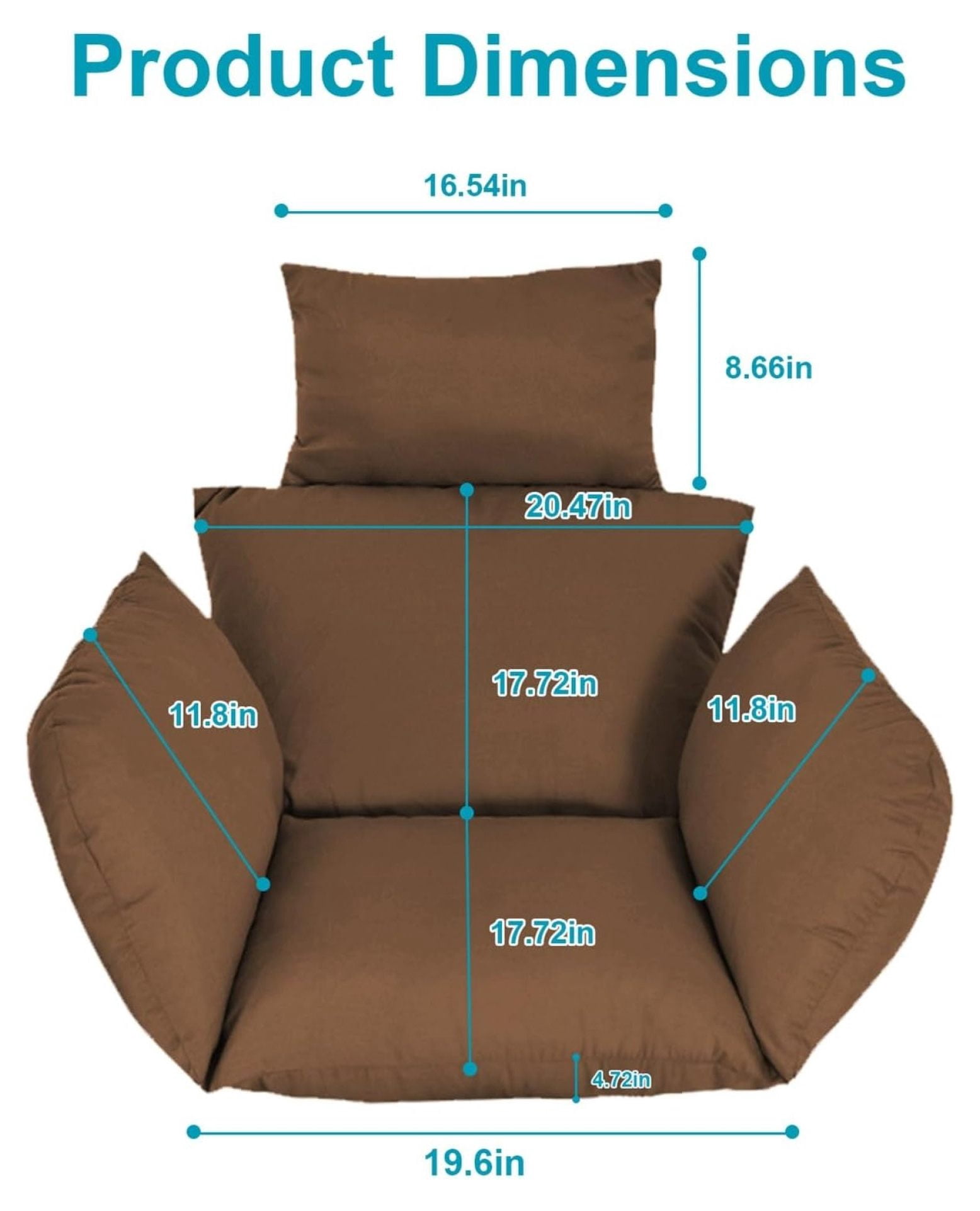 Outdoor Egg Chair Cushion, Soft Hanging Egg Chair Cushion Replacement, Washable Chair Pads with Ties, Thicken Basket Chair Cushion Patio Garden Hammock Chair Pads(Black)