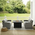 thumbnail image 2 of HomeStock Baroque Bonanza Outdoor Wicker 3-Piece Seating Set (Fire Table, 2 Loveseats), Gray Frame with Gray Cushions - Fire Table w/ Lid, Modern Outdoor Patio Conversation Set, 2 of 6