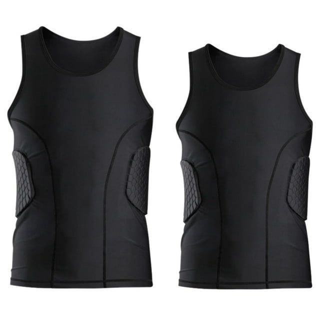 2X Gilet de Protection des Côtes pour Hommes, Chemise de Compression Rembourrée, Gilet d'Entraînement avec 3 Coussinets pour Soccer Soccer Basketball L & TG