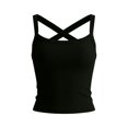 thumbnail image 5 of MVRLSH Womens Tank Tops Loose Fit Casual Crisscross Strap Backless Cropped Ribbed Neck Lace Trim Tank Top Tops Black Size XL, 5 of 7