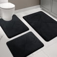 thumbnail image 4 of CHAKME Set of 3 Absorbent Memory Foam Bath Mat Set Bathroom Rugs, Interlocking Spirals BLACK, Large 20"x32", Small 17"x24", Contour 24"x20", 4 of 8
