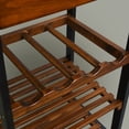 thumbnail image 4 of Solid Wood Small 4-Tier Rolling Kitchen Cart with Wine Rack and Drawer, 4 of 6