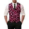 thumbnail image 2 of Telankuip Men's Formal Leopard Suit Vests Fit for Business or Casual Dress Slim Fit V-Neck Vest Tops Carnival Festival Glitter Sequin Printed Single Waistcoat Hot Pink XL, 2 of 5