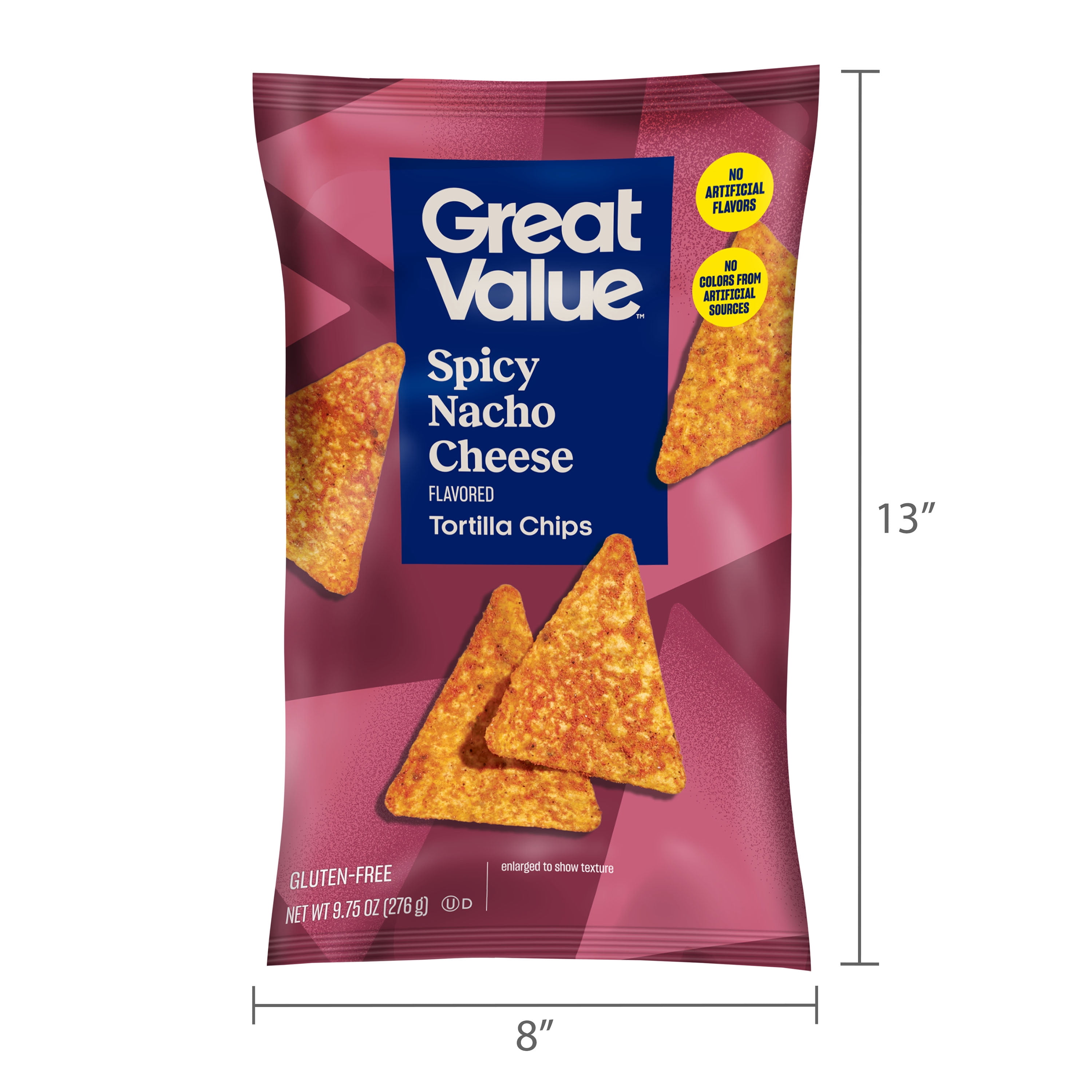 Great Value Spicy Nacho Tortilla Chips, 9.75 oz