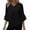 Black, variant on Womens 3/4 Sleeve Shirts V Neck Ruffle Hem Solid Color Blouse Fashion Elegant Flowy Loose Dressy Tops Holiday Party Summer Outfits