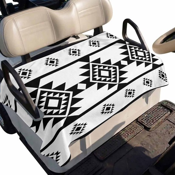 Golf Cart Seat Cover Black White Aztec Club Car Golf Cart Seat Covers Soft Absorbent Golfcart Towel Blanket Western Tribal Pattern Golf Seat Covers for Cart Decor Fits 2 & 4 Passenger 51"x31"