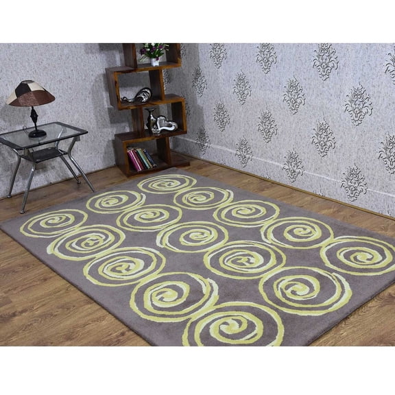 Rugsotic Carpets Hand Tufted Wool Eco-Friendly 5'x7'6'' Area Rugs Rectangle Brown Light Gold Contemporary Modern High Pile Thick Handmade Anti Skid Indoor Rug for Living Room, Bedroom K03098