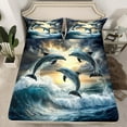 thumbnail image 2 of Erosebridal Marine Dolphin Full Sheet Sets,Ocean Waves Bedding Full Size,Animal Room Decorative,Lightweight,4-Piece, 2 of 7