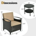 thumbnail image 4 of Costway Ensemble de Mobilier de Terrasse en Rotin 3 Pcs Canapé Coussiné Table de Rangement avec Tablette Jardin, 4 of 10