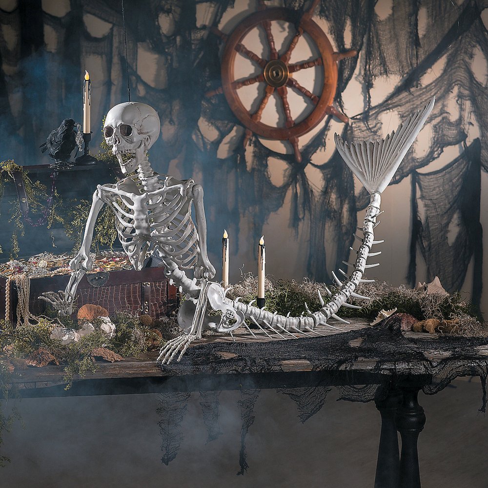 Mermaid Skeleton Life Size Halloween Decor