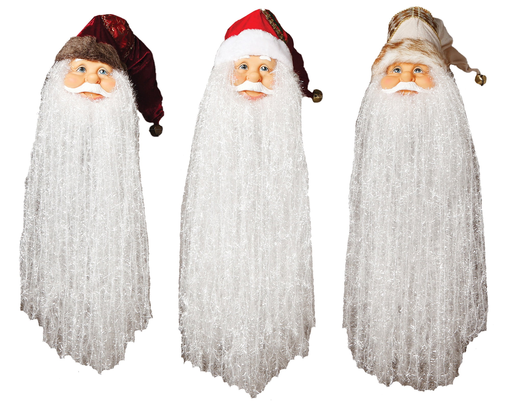 36" Long Beard Santa Claus Head Tree Hanging Ornament Decor Set