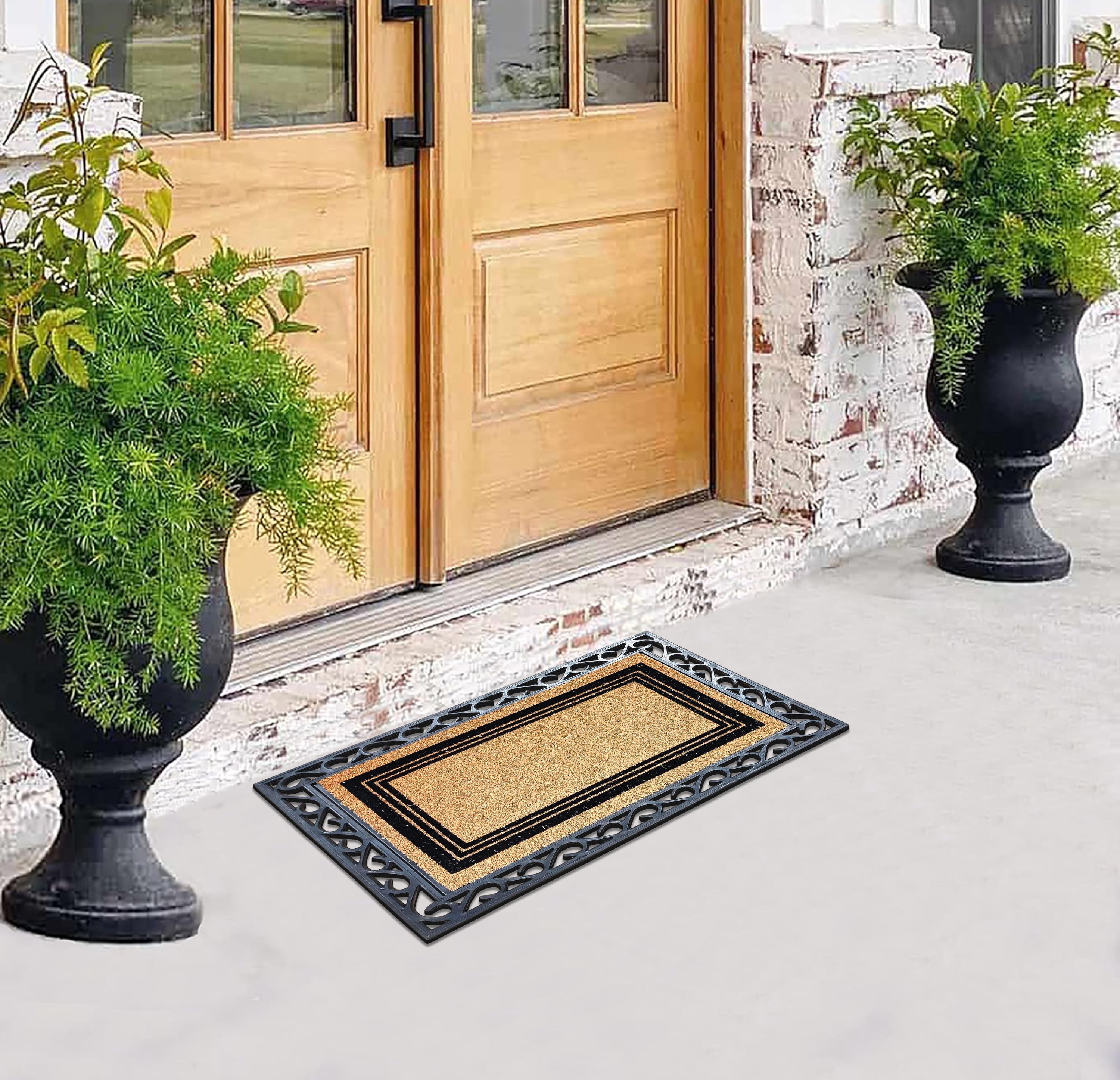 A1HC First Impressions Natural Rubber Coir Doormat for Outdoor and Indoor Entrance Mat 24-inch x 36-inch
