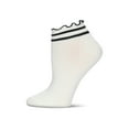 thumbnail image 2 of MeMoi Women's Combed Cotton Ruffle Stripe Low Cut Shortie Socks - Womens - Female, 9-11, Cream, 2 of 2