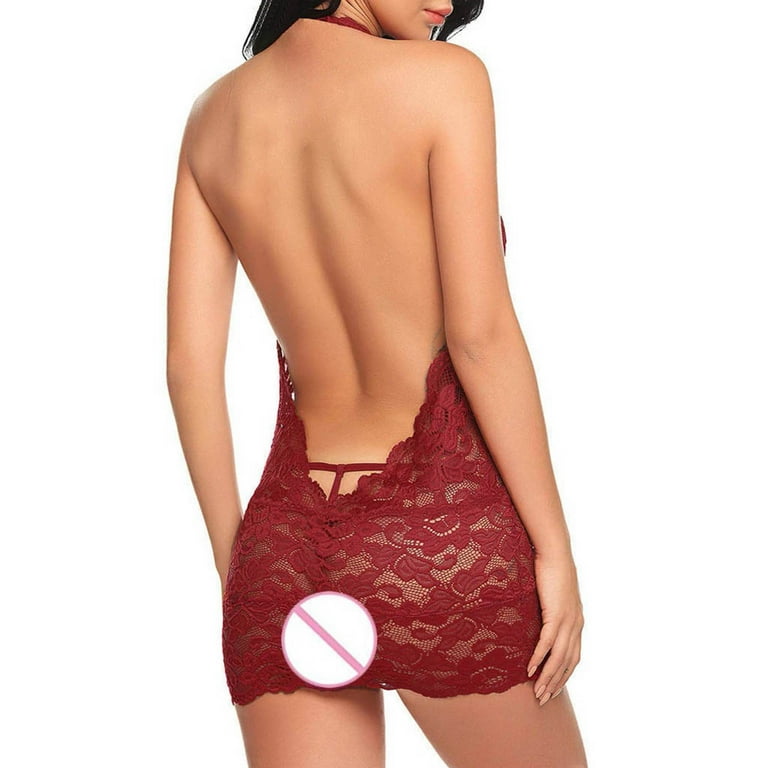 Sexy Lingerie for Women Naughty Sexplus Size on Clearance New Women Lace  Teddy Lingerie Sexy Deep V Halter Bodysuit Nightdress - Walmart.com