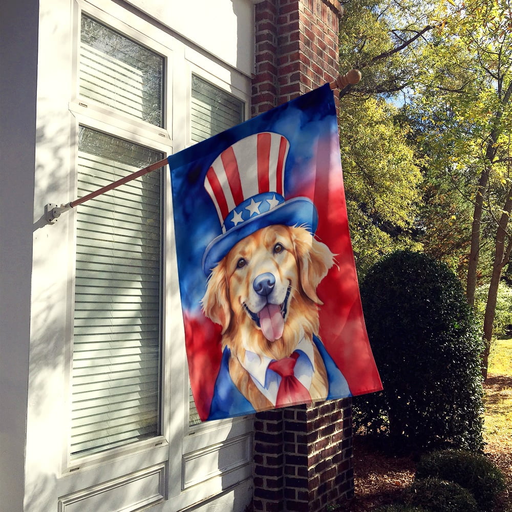 Golden Retriever Patriotic American House Flag 28 in x 40 in