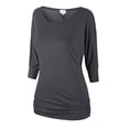 thumbnail image 4 of Blusa Match para Mujer con Mangas 3/4 y Drapeado en Lado Gris Mediana, 4 of 5