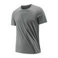 thumbnail image 1 of Men's Summer Solid Color Ice Silk Round Neck Quick Drying T-Shirt - Lightweight and Stylish, 1 of 8