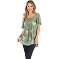 thumbnail image 5 of Sakkas Petra Women's Casual Loose Flared Corset Short Sleeve Lace Blouse Top Tunic - 2207-LtGreen - Plus Size, 5 of 5