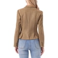 thumbnail image 3 of INSPIRE CHIC Faux Suede Jacket for Women's Notched Lapel Button Down Pockets Slim Fall Winter Cropped Blazer S Brown, 3 of 6