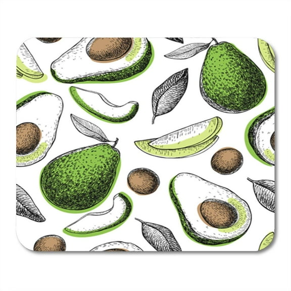 SIDONKU Avocado Whole Sliced Pieces Half Leaf and Seed Sketch Mousepad Mouse Pad Mouse Mat 9x10 inch
