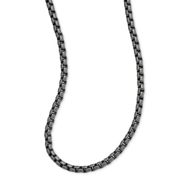 Primal Steel Stainless Steel Antiqued Box Chain 24-inch Necklace