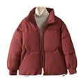 thumbnail image 2 of LEBONYARD Clearance Coats for Women Plus Size,Jackets for Women Winter,Womens Fashionable and Winter Stand Collar Short Warm Bread Cotton Jacket Red M, 2 of 6